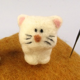 Small needle felted white cat